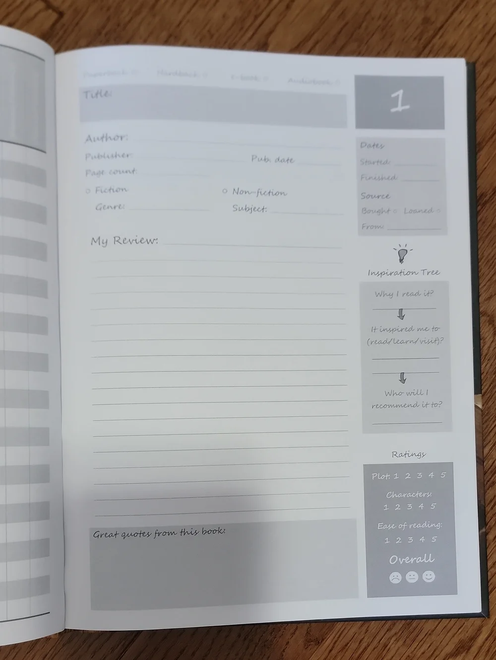 Reading Log Hardcover Journal in Brown and Tan. Reviews 100 Books